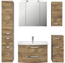 Ensemble de meubles de salle de bains avec armoire de toilette, meuble sous-lavabo et armoires hautes
