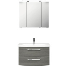 Badezimmer-Set mit Spiegelschrank, Waschbecken und Unterschrank mit zwei Schubladen
