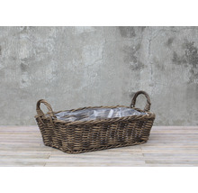 Panier à plantes rectangulaire en rotin avec poignées