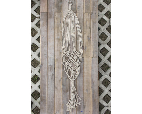 Blumenampel aus Seil mit Metallring zur Aufhängung