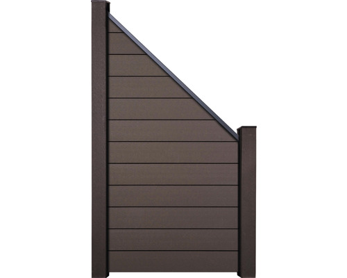 Élément de finition GroJa Flex système d'enfichage sans poteaux 90x180/90 terra Clôture de jardin en plastique avec des lames horizontales