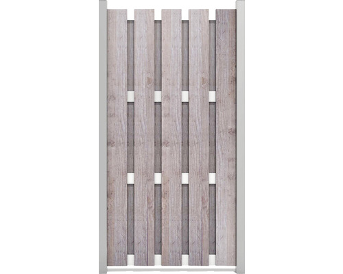 Élément partiel GroJa Belfort 90 x 180 cm aspect bois avec aspect madriers Clôture en bois avec structure à lattes