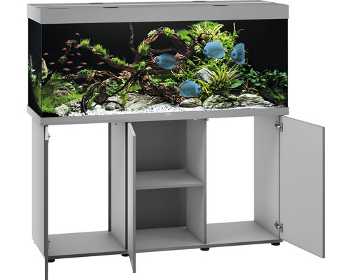 Aquarium mit Unterschrank und Fischen