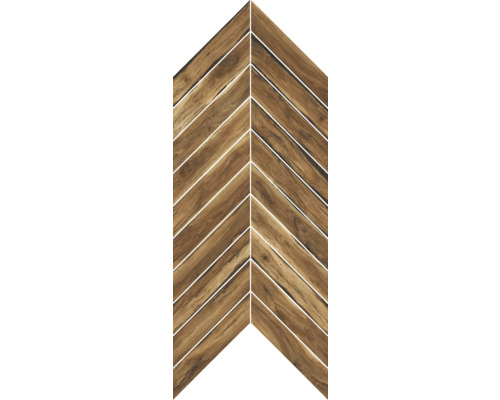 Mosaïque en grès cérame fin Sherwood Chevron mahogany 24x50 cm