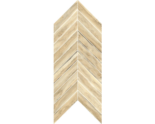 Mosaïque en grès cérame fin Sherwood Chevron maple 24x50 cm