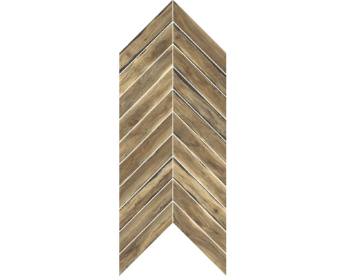 Mosaïque en grès cérame fin Sherwood Chevron walnut 24x50 cm