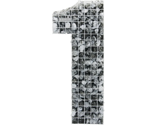 Gabion en forme de chiffre rempli de pierres