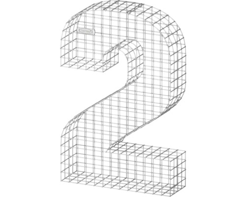 Gabion chiffre deux pour la décoration de jardin
