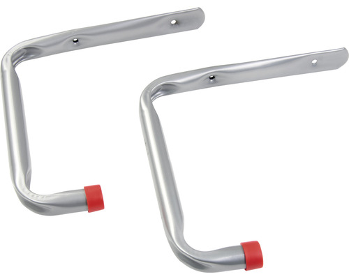 Zwei silberne Wandhaken mit Befestigungslöchern