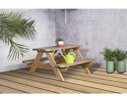 Table de pique-nique 90x55x90 cm bois naturel