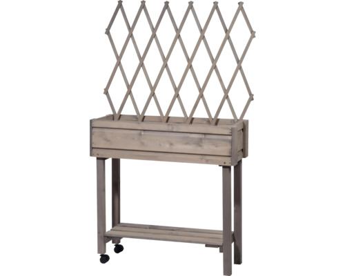 Jardinière surélevée sur pilotis dobar avec treillis, sur roulettes 79 x 28,5 x 130 cm gris Jardinière surélevée sur pilotis dobar avec treillis, sur roulettes 79 x 28,5 x 130 cm gris