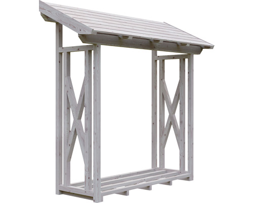 Holzlagerregal aus Holz mit Dach