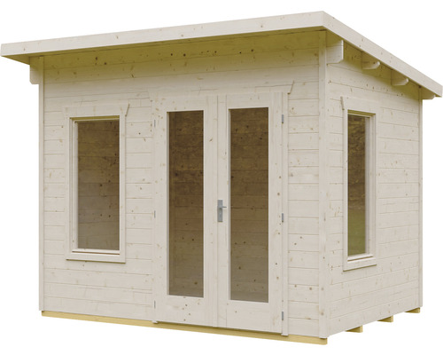 Abri de jardin en bois avec fenêtres et porte double