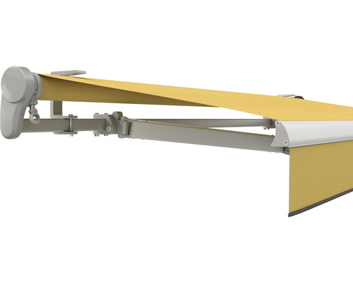 SOLUNA Gelenkarmmarkise Trend 6x2,5 Stoff Dessin U415 Gestell E6EV1 silber eloxiert Antrieb links inkl. Motor, Wandschalter,Nothandkurbel, Sonnen und Windwächter