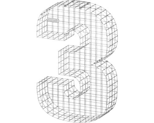 Chiffre de gabion 3 en fil de fer