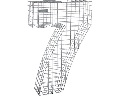 Élément de gabion en forme de chiffre sept en treillis métallique