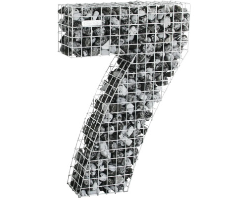 Gabion en forme de chiffre sept rempli de pierres