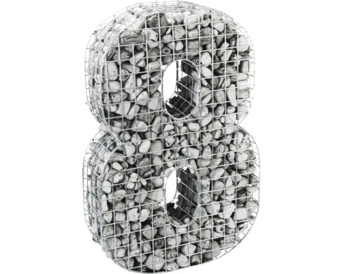 Gabion en forme de chiffre huit rempli de pierres