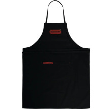 Schwarze Grillschürze aus Stoff mit aufgesetzter Tasche