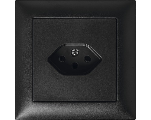 Prise encastrée Edizio Due IP20 T13 noire 88x88 mm