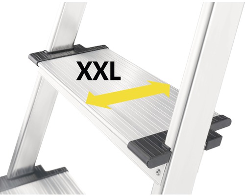 Vue détaillée d''une échelle en aluminium avec une marche extra-large