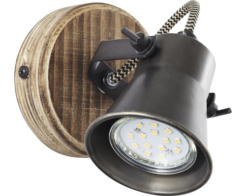 Wandspot aus Metall und Holz