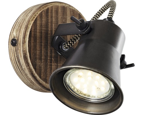 Wandspot mit Holzhalterung und Leuchtdiode