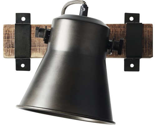Wandleuchte aus Metall und Holz