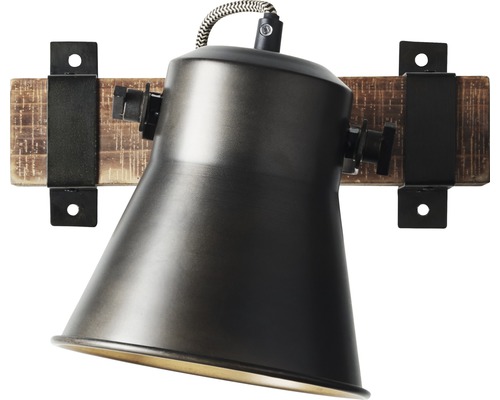 Wandleuchte aus Metall und Holz