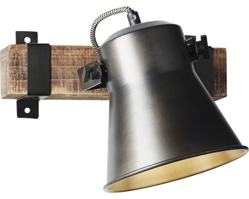 Wandleuchte mit Holz und verstellbarem Lampenschirm