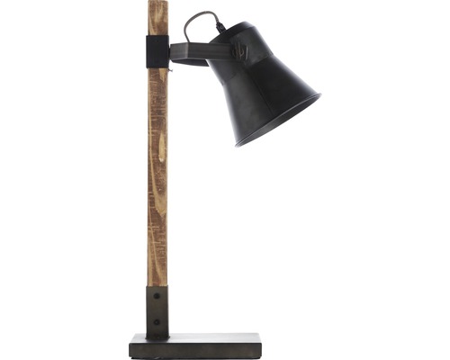 Lampe de table en bois avec socle en métal et abat-jour réglable