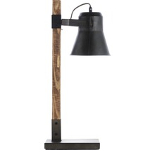 Lampe de table avec pied en bois et abat-jour en métal