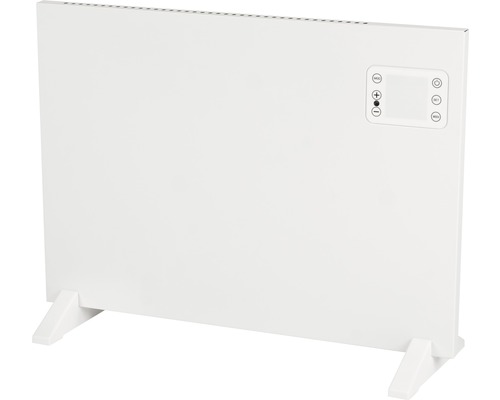 Radiateur électrique blanc avec pieds et panneau de commande