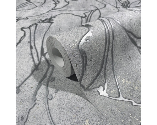 Rouleau de papier peint gris avec motif abstrait