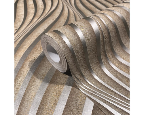 Rouleau de papier peint avec motif de rayures ondulées