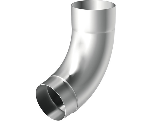 Coude pour tuyau de descente Sarei Piccolo rond 72° aluminium nature NW 60 mm Coude de tuyau en métal pour systèmes de ventilation
