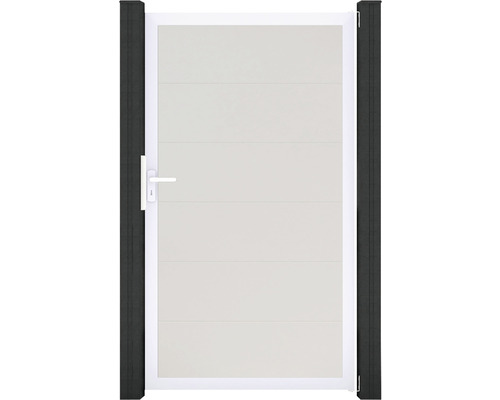 Portillon simple GroJa BasicLine tirant universel prémonté sans poteaux cadre aluminium 100 x 180 cm blanc