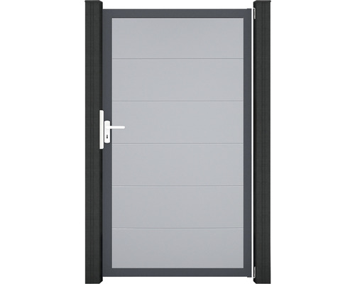 Portillon simple GroJa BasicLine tirant universel prémonté sans poteaux cadre anthracite 100 x 180 cm gris argent