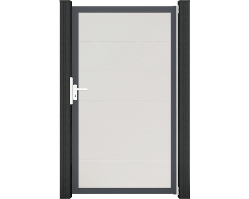 Portillon simple GroJa BasicLine tirant universel prémonté sans poteaux cadre anthracite 100 x 180 cm blanc