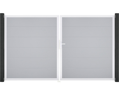 Portillon double GroJa BasicLine à droite prémonté sans poteaux cadre aluminium 300 x 180 cm gris argent