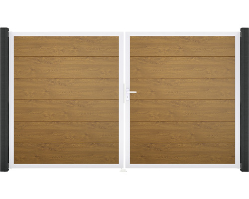 Doppeltor GroJa BasicLine rechts Rahmen Aluminium 300 x 180 cm Golden Oak