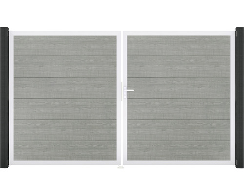 Portail double GroJa BasicLine droite cadre aluminium 300 x 180 cm Grey Ash Cut