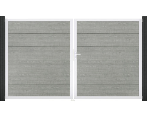 Doppeltor GroJa BasicLine rechts Rahmen Aluminium 300 x 180 cm Grey Ash Cut