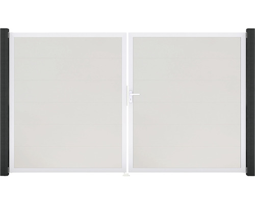 Portillon double GroJa BasicLine à droite prémonté sans poteaux cadre aluminium 300 x 180 cm blanc