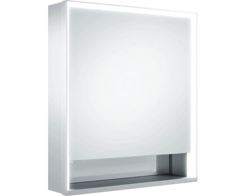 Armoire de toilette à LED KEUCO Royal Lumos droite lxhxp 65x73.5x16.5 cm argent Armoire de toilette avec éclairage et compartiment de rangement ouvert