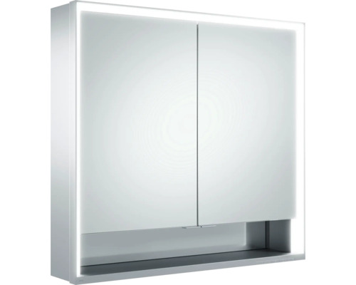 Armoire de toilette à LED KEUCO Royal Lumos lxhxp 80x73.5x16.5 cm argent Armoire de toilette avec deux portes et éclairage pour la salle de bain