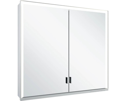 Armoire de toilette à LED KEUCO Royal Lumos lxhxp 80x73.5x16.5 cm argent Armoire de toilette avec deux portes et éclairage intégré