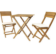 Ensemble de jardin avec table pliante et deux chaises pliantes avec coussins d''assise