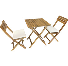 Ensemble table de jardin avec deux chaises en bois
