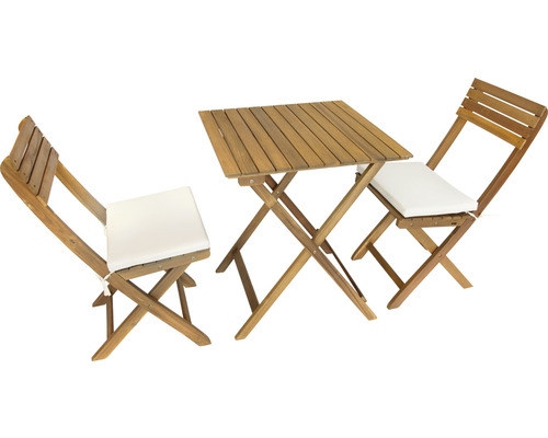 Ensemble table de jardin avec deux chaises en bois